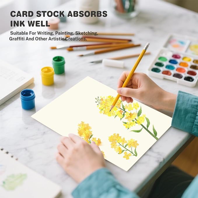 Cream Cardstock 8.5 X 11, 40 Sheets Card Stock, 75lb/ 200gsm Copy Paper, Cardstock Printer Paper For Art, Drawing, Invitations, DIY Cards, Watercolor, Craft, Construction, School & Office Supplies
