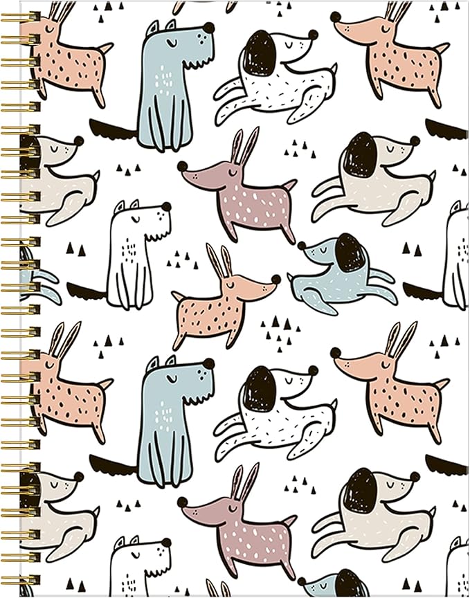 Spiral Journal Notebook for Women,A5 College Ruled Notebooks 6"x 8.4",120 Pages Lined Journal with Premium Thick Paper,Perfect for School Office Home Gifts(Cute Dogs)