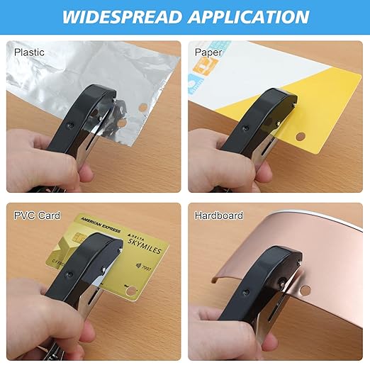 Heavy Duty Single Hole Punch - Portable Hand Held Paper Punch for Tags, Cards, Plastic & Cardboard (8MM Black)