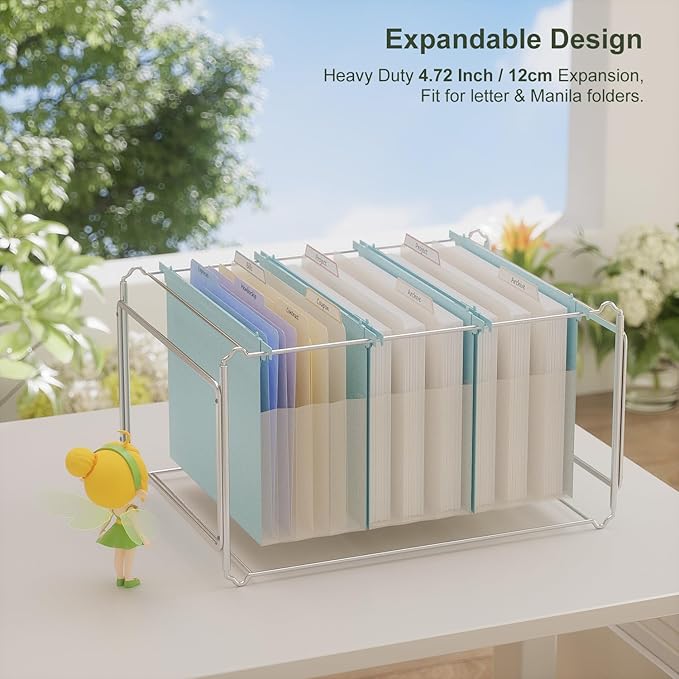 Extra Capacity Hanging File Folders, 4.72" Reinforced Wheat Straw Expanding Hanging Folder Letter Size, Heavy Duty for Filing Cabinets, File Organizer for Office & Home-Sky Blue-3 Packs