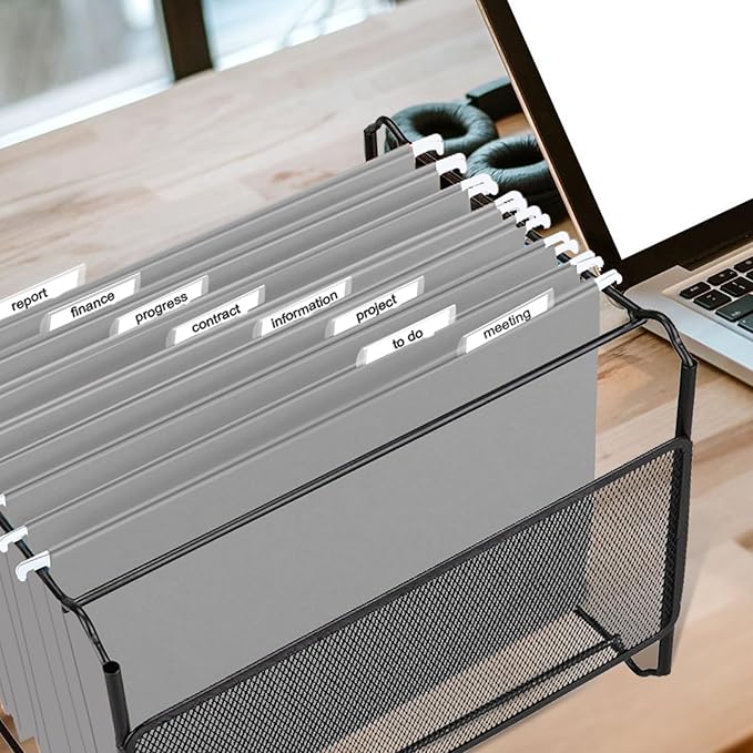 HERKKA Hanging File Folders, 30 Pack Reinforced Letter Size Hanging Folders, Designed for Bulky Files, Filing Cabinet, 1/5-Cut Adjustable Tabs (Gray)