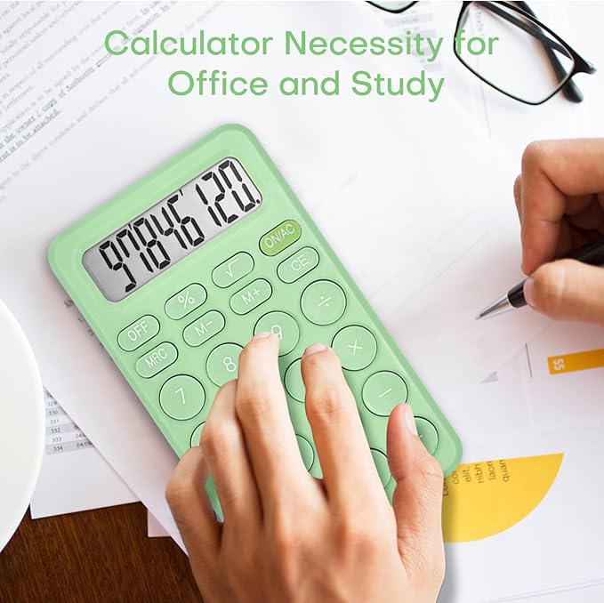 Cute Calculator, Basic Four Function Calculator for Teachers Students Basics Office, Small Handheld Calculator, 8 Digit with LCD Display, Sensitive Button, 5.5×3.2 inches Light Green