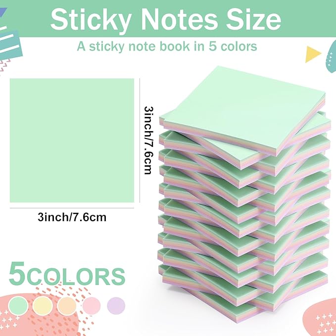 Thenshop Sticky Notes Bulk 3x3 Inches Colorful Self Stick Note Pads Paper Memo for Office School Notebook Supplies(24 Packs,Macarons Color)