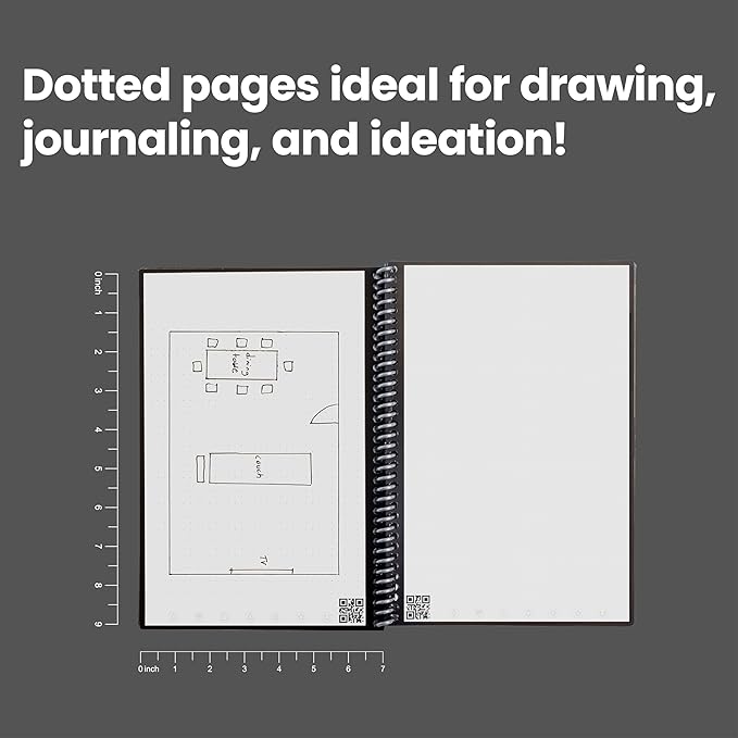 Rocketbook Core Reusable Spiral Notebook, Executive Size 6x8.8, Green - Dotted Pages, App-Connected, Erasable, Durable Cover, Ideal for School, Work, and Creative Projects