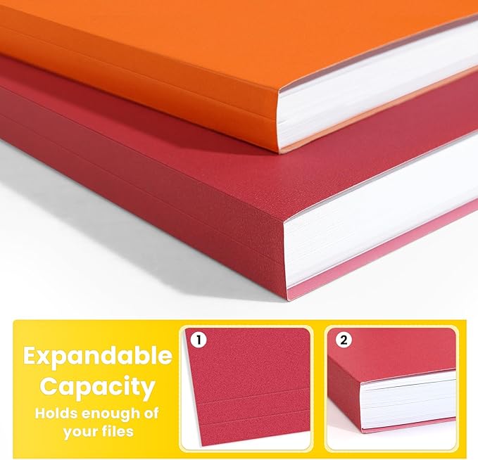 SUNEE File Folders Letter Size Assorted Colors, 100 Pack Manilla Folders 8.5 x 11 1/3-Cut Tabs, Colored File Folders Office Home School for Documents Files Paper