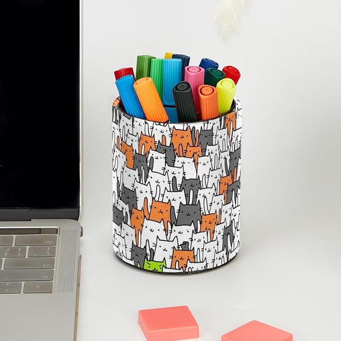 Pen Holder Cup for Desk, Cute Cats Pencil Cup Holder for Desk Office Pen Organizer