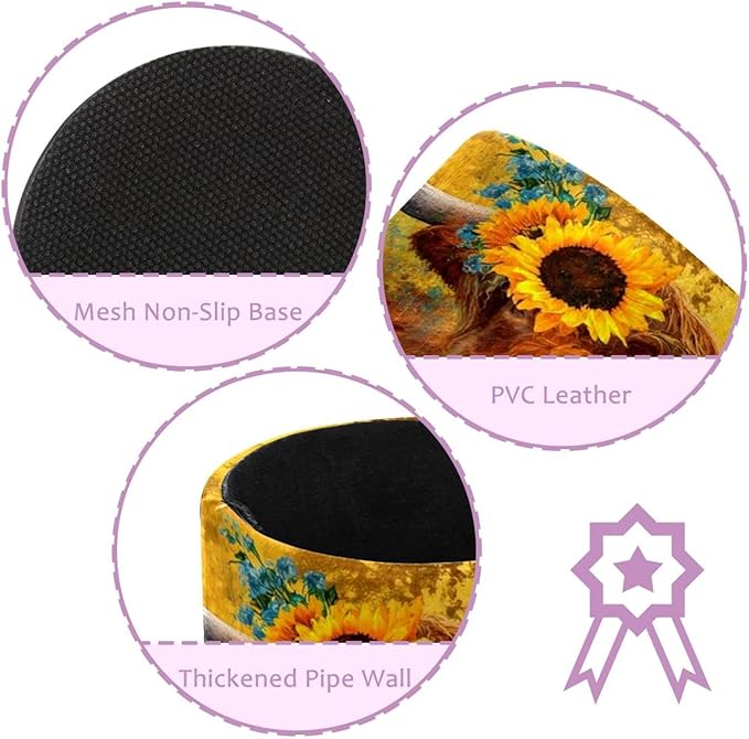 Watercolor Art Yak PVC Leather Circular Pencil Holder for Desk Organizer Stationery Holder for Office, School(3.9 x 3.1 Inches)