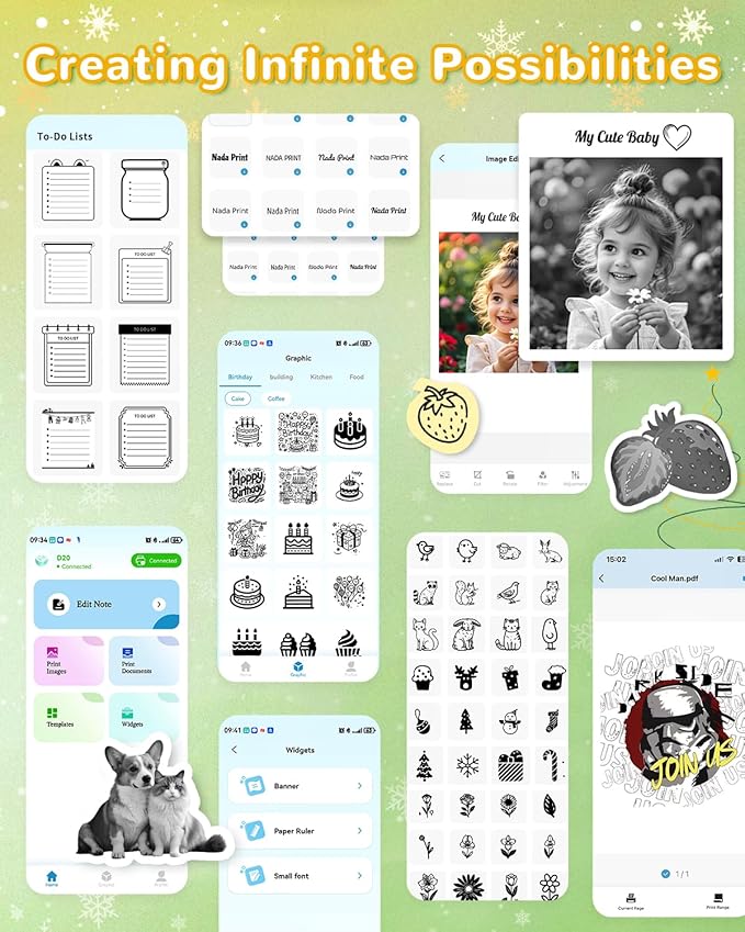 Sticker Printer, Print Pods Mini Printer, Bluetooth Thermal Sticker Maker Machine with 3 Rolls Paper, Print Pod Mini Printers for iPhone, Impresora Portátil for Study Note, Journal, DIY, Kids Gift