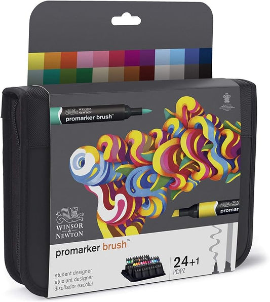 Winsor & Newton ProMarker Brush Set, 24 Count, Student Designer Wallet
