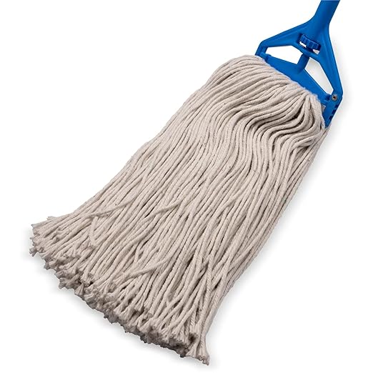 SPARTA Flo-Pac Cotton Mop Head, Cut-End, Narrow Band with White Band for Organized Cleaning, 44 Inches, Tan (Pack of 3)