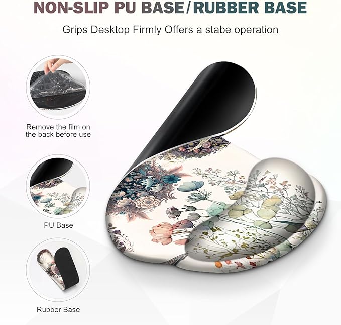 Large Desk Mat, Cute Boho Plants Mouse Pad, Apricot Desk Pad, XXL Mousepad + Keyboard Wrist Rest+Mouse Wrist Rest+Coaster Desk Pad for Girl Women Home Office Decor Aesthetics, Floar Butterfly Moon