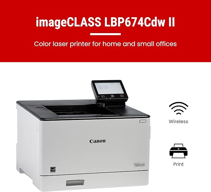 Canon Color imageCLASS LBP674Cdw II - Wireless, Duplex, Laser Printer with 3 Year Limited Warranty, 35 PPM