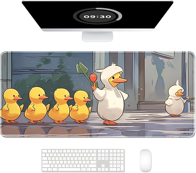 Auhoahsil Desk Mat, Ultra Large Mouse Pad, XXL Gaming Mousepad, Pretty Desk Pad, Big Extended Full Size Desktop Desk Matt for Keyboard, Laptop & Computer, 35.5 x 15.7 in, Anime Cute Ducks
