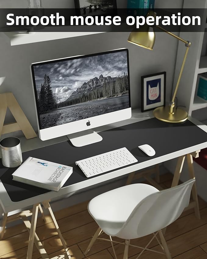 Desk mat Large, Leather Desk Pad Protector,Office Desk Mat,Mouse Pad, Non-Slip Desk Blotter, Laptop Desk Pad, Waterproof Desk Writing Pad for Office&Home (Black, 55" x 24")