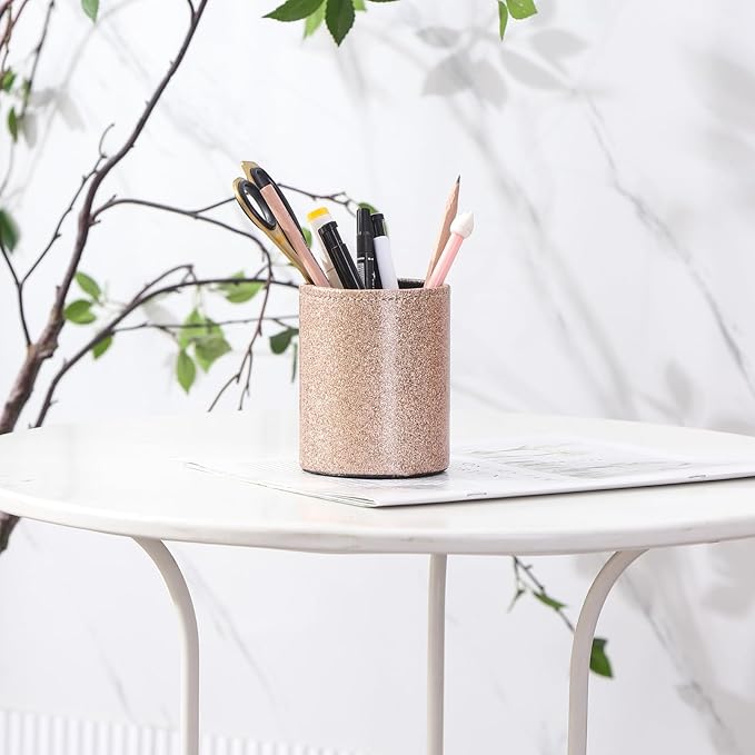 Pen Organizer, PU Leather Pencil Cups for Desk for Cosmetics Office Supplies,Make Up Brush Holder Organizer PH109