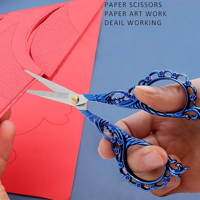 BIHRTC 4.5Inch Cross Stitch Sewing Scissors Small Sharp Scissor with Artificial Leather Cover Stainless Steel Shears for Needlework Artwork Craft Embroidery Sewing DIY Tool