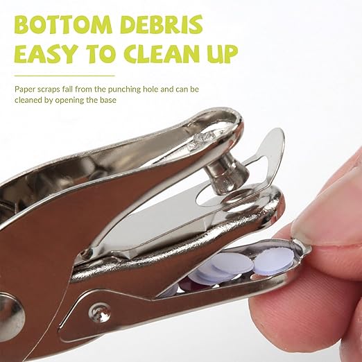 Single Hole Puncher - Mini Hole Punch with Soft Grip Handle, 1/4 Inch Single Hole Puncher for Crafts, Scrapbooks, 6 Sheets Capacity & Paper Mess Tray