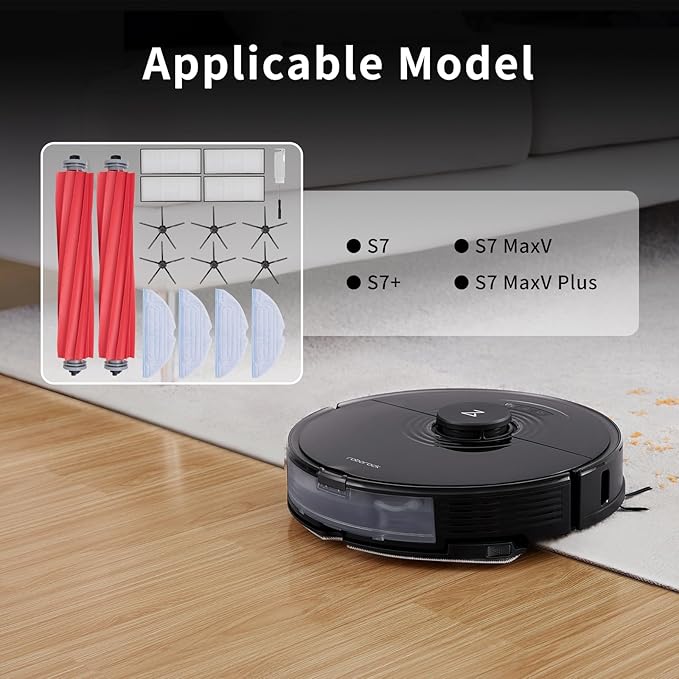 18Pack S7 Replacement Parts For Roborock S7 Max Ultra,S7 Pro Ultra,S7,S7+,S7 MaxV,S7 MaxV Plus,S7MaxV Ultra Robot Vacuum, 2 Roller Brush, 4 Filter, 6 Side Brush, 4 Mop Cloth and 2 Installation Tools