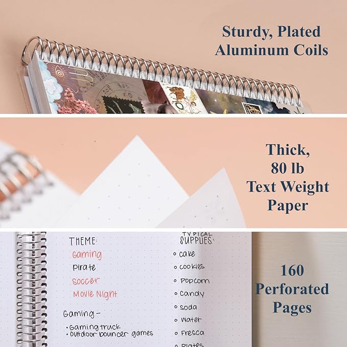 Erin Condren 8.5" x 11" Spiral Bound Dot Grid Journal Notebook, Bullet Journal with 160 Pages, Thick Paper for Planning, Sketching, Note Taking, Journaling and Organizing, Cosmic Collage