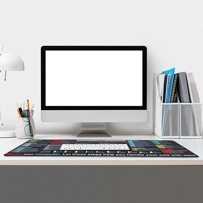 NUOBESTY Excel Cheat Sheet Desk Pad Large Keyboard Mouse Pad Non-Slip Gaming Keyboard Mat Office Computer Desk Mat with Function Modules 30x79 CM