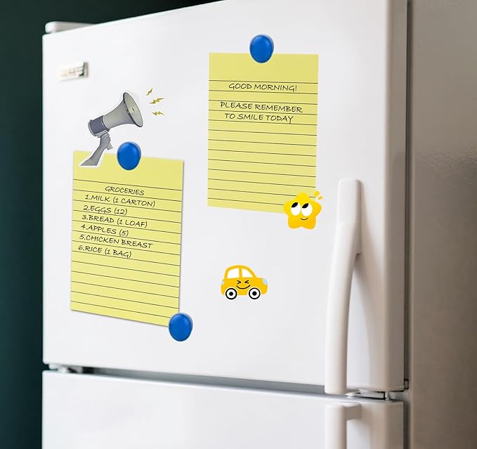 (8 Pads) Agoer Lined Sticky Notes 4x6 in, Light Yellow Self-Stick Notes Pad with Blue Lines, Ruled Sticky Notes for Office, School, Home, 50 Sheets/Pad, 80gsm Paper, Strong Adhesive Memo Pads