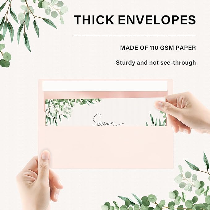 100 Pack #10 Business Envelopes, Self Seal Standard Blush Pink Envelopes with Rose Gold Foil Lining for Secure Business & Legal Mailing, Office, Checks, Letter, Invoices, 4 1/8 x 9 1/2 Inches