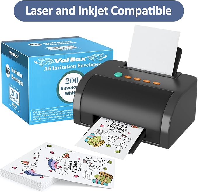 ValBox A6 Envelopes Self Seal 6.5 x 4.75" White Kraft Paper Invitation Envelopes for 4x6 Cards, Photos, Invitations, Weddings, Baby Shower, Birthday, Announcements, RSVP (Pack of 200)