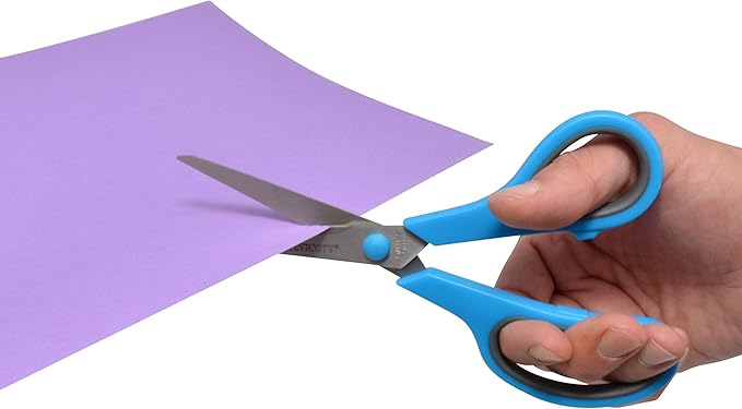 Westcott 8" Straight Stainless Steel Soft Handle Scissors, Assorted Colors, Pack of 15