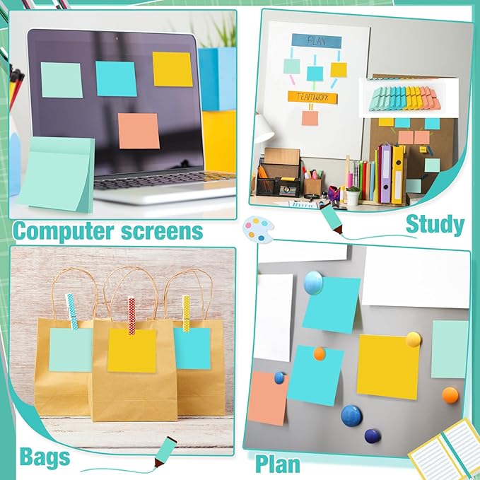 Fainne 60 Pack Sticky Notes Bulk Back to School Supplies Self Stick Note Pads Paper Memo for Office First Day of School Student Teacher Essentials (3x3inch,Bright Colors)