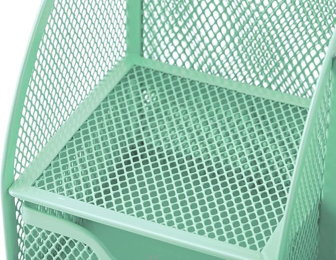 Annova Mesh Desk Organizer Office with 7 Compartments + Drawer/Desk Tidy Candy/Pen Holder/Multifunctional Organizer (Green23)