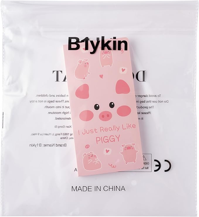 B1ykin Sticky Notes Set, Cartoon Theme Cute Self-Stick Notes Pad Teacher Appreciation Gifts， Self-Adhesive Writing Memo Pages Sticky to Do Notepad for Kids Employee School Office (Pink Piggy)