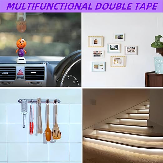 Double Sided Tape Heavy Duty, Mounting Adhesive Tape 1/2 in x 15.4 ft, Waterproof Adhesive Strip Tape for Indoor & Outdoor, Automotive Trim, Garage,LED Strip Lights, Home Decor