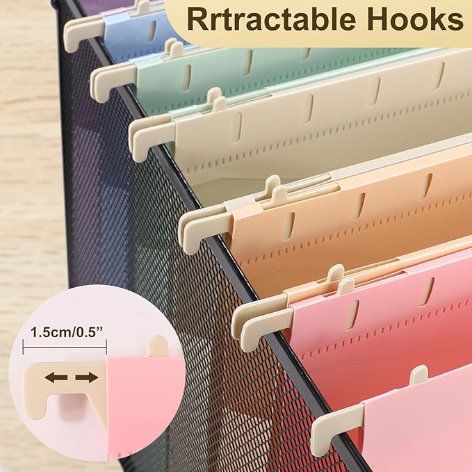 Extra Capacity Plastic Hanging File Folders Letter Size,12 Pack 2 Inch Capacity Hanging File folders with Tabs,Heavy Duty for Filing Cabinet,Home and Office File,Pastel Colors