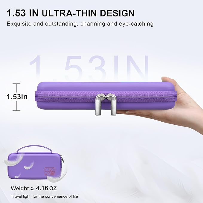 BOVKE Hard Travel Case for Texas Instruments TI-84 Plus CE/TI-84 Plus/TI-83 Plus CE/TI-83 Plus/Casio fx-9750GIII Graphing Calculator, Mesh Pocket for USB Cables, Manual, Pens, Accessories, Purple