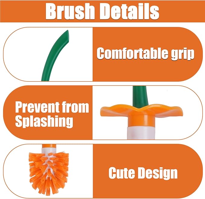 Dora Bridal Toilet Brush, Toilet Brush and Holder Set - Toilet Bowl Cleaners Brush and Holder - Reusable Toilet Bowl Brush with Long Handle Red Toilet Scrubber Brush, Safe for Non-Stick Surface