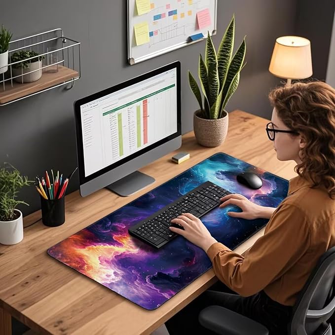 Large Gaming Mouse Pad 31.5"x15.7"｜XXL Desk Mat, Non-Slip Rubber Base & Stitched Edges - Extended Waterproof Mousepad for PC/Laptop/Office/Home Decor
