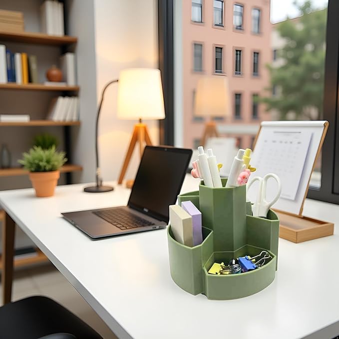 Pencil Pen Holder Desk Organizers Green Desktop Storage Stationery Supplies, Cute Cup Pot for Office, School, Art Supply