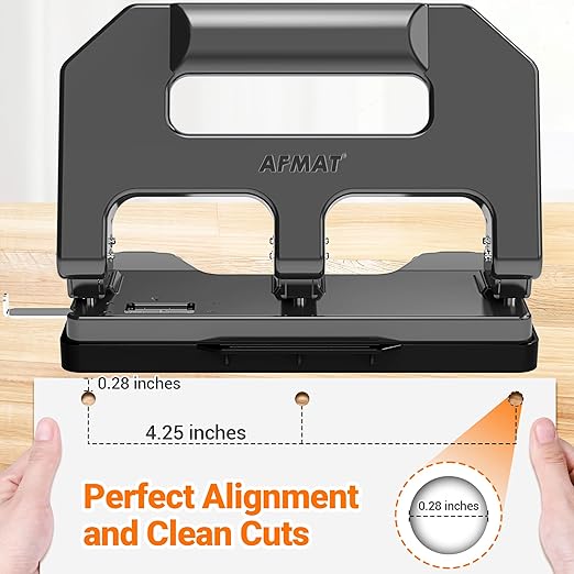 AFMAT HPX1 Heavy Duty 3 Hole Punch, 3 Hole Puncher for Binder, 40-Sheet Three Hole Punch w/ 10000+ Uses, Metal Hole Puncher 3 Ring, 50% Reduced Effort, Bulit-in S.S. Paper Guide (Gray)