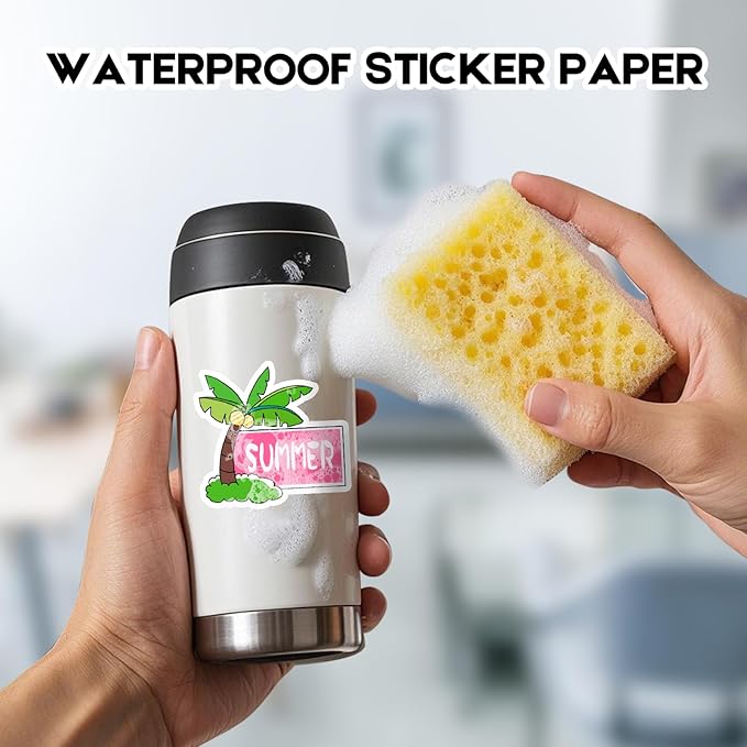 60 Sheets Premium Printable Vinyl Sticker Paper for Inkjet Printers Glossy White 8.5x11 Inch Waterproof & Vibrant Colours Retains Ink Well Tear Resistant Great for Cutting Machines