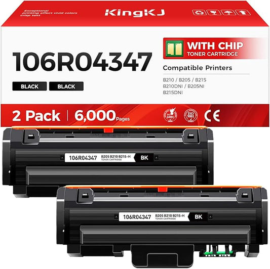 B205 B210 B215 Toner Cartridge Black 2-Pack High-Yield Replacement for Xerox 106R04346 106R04347 Toner Compatible with Xerox B210 B205 B215 B210DNI B205NI B215DNI Laser Printer Ink All-in-One Copier