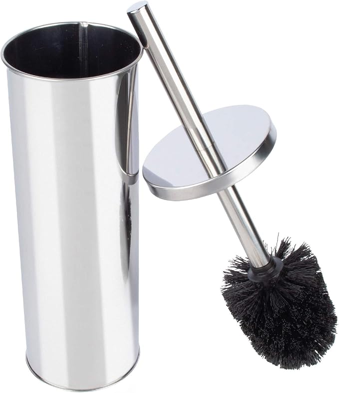 JS Jackson Supplies Sleek Toilet Brush and Holder with Metal Handle - Chrome