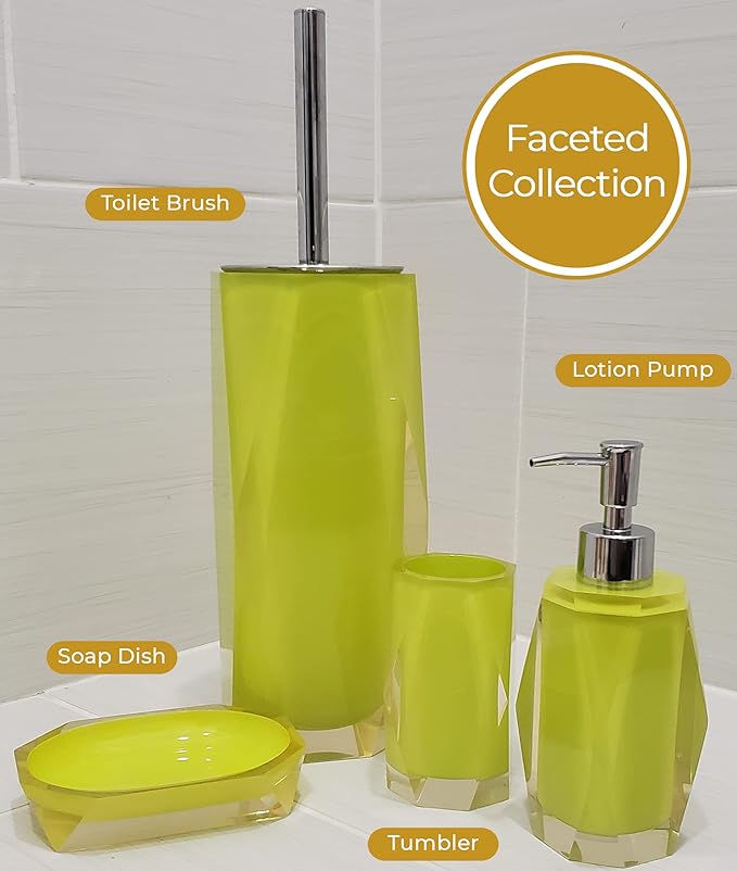 Faceted Toilet Brush, Durable Resin, Discreet Design, Stainless Steel Handle, for Stylish Bathroom Decor, Bronze, 4x16, Sold Individually