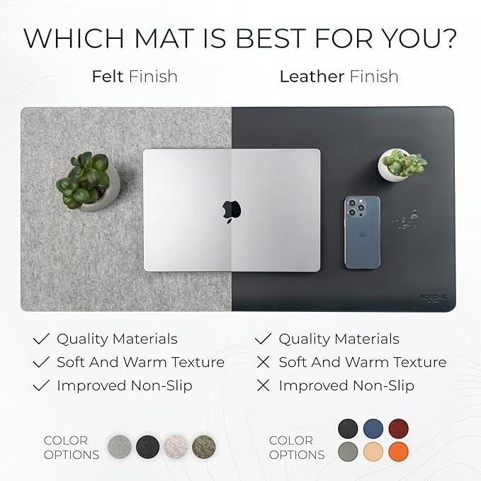 Nordik Large Felt Desk Mat – Stone Oat Beige – 35 x 17 inch – Computer Desk Mat – Keyboard and Mouse Pad – Large Desktop Felt Pad