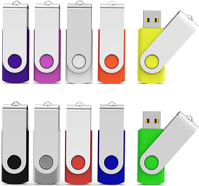 Aiibe 64GB Flash Drive 10 Pack 64 GB USB 3.0 Flash Drive Thumb Drive USB Drive Jump Drives Memory Stick Bulk (10 Mixed Colors)