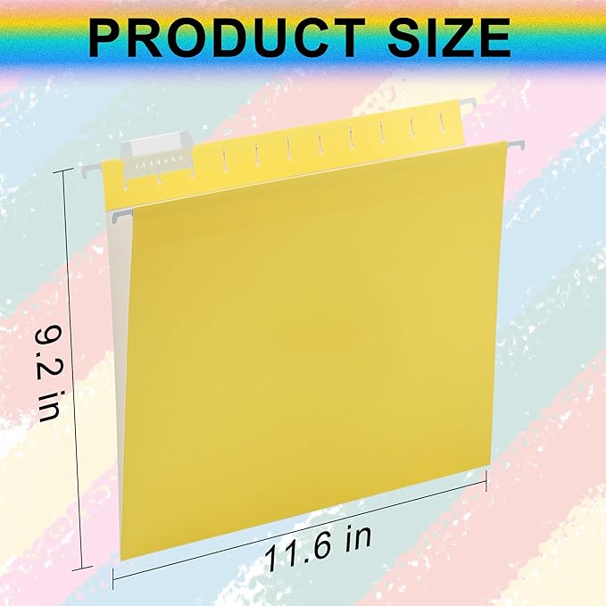 Hanging File Folders,25 Pack Yellow Letter Size Hanging File Folders with 1/5-Cut Tabs,Ideal for Home and Office Organization and Papers Classification