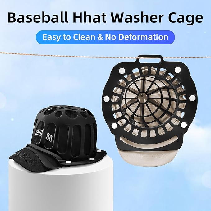 Silicone Hat Washer Cage Hat Cleaner for Baseball Caps, Rust-Proof & Shape-Saving Design,Ball Cap Washer Fit for Adults and Kids Hats Shaper,Flexible and durable，Cap holder,Black