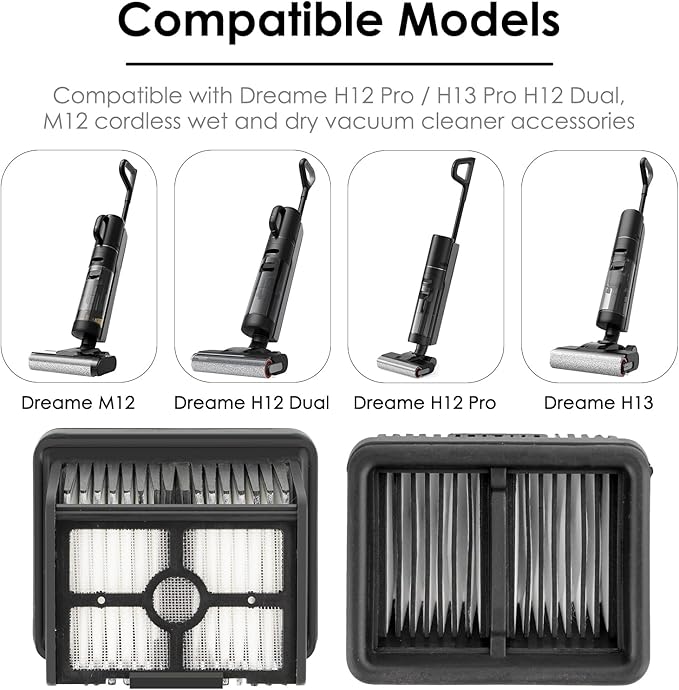 (7 Pack) H12 Pro Replacement HEPA Filters for Dreame H12 Pro, H15 Pro, H15 Mix, H12 Pro FlexReach, H12 DUAL, H13 Pro, M12 Cordless Wet and Dry Vacuum Cleaner, Filters Accessories Kit, Vacuum Filters