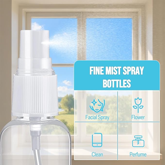 Uiifan 400 Pcs Mini Clear Spray Bottles 1 oz Small Empty Plastic Fine Mist Spray Bottles with Small Funnels for Essential Oils Travel Alcohol Perfumes