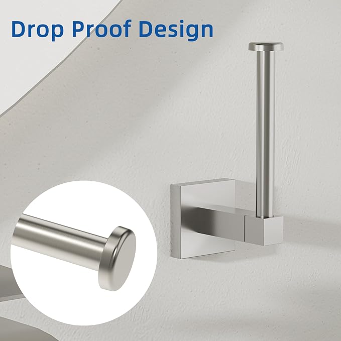 RUACQ Toilet Paper Holder Wall Mount,Square Base Tissue Roll Holder for Bathroom,Toilet Roll Holder Stainless Steel(Brushed Nickel)