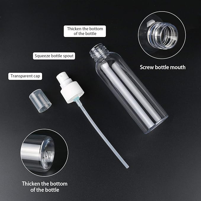 TRENDBOX 12 Pack Empty Transparent Plastic Fine Mist Spray Bottle 120 ml (4 oz)